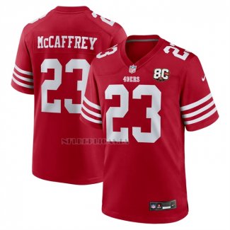 Camiseta NFL Game San Francisco 49ers Christian McCaffrey 80 Aniversario Rojo