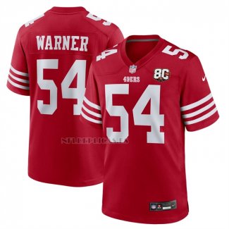 Camiseta NFL Game San Francisco 49ers Fred Warner 80 Aniversario Rojo