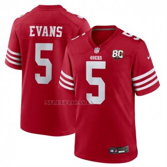 Camiseta NFL Game San Francisco 49ers Mike Evans 80 Aniversario Rojo