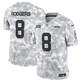 Camiseta NFL Limited New York Jets Aaron Rodgers 2024 Salute To Service Gris
