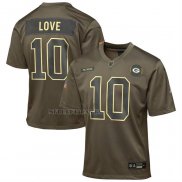 Camiseta NFL Game Nino Green Bay Packers Jordan Love 2025 Salute To Service Marron
