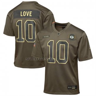 Camiseta NFL Game Nino Green Bay Packers Jordan Love 2025 Salute To Service Marron