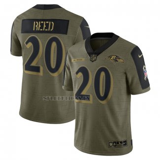 Camiseta NFL Limited Baltimore Ravens Ed Reed 2021 Salute To Service Retired Verde