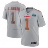 Camiseta NFL Game Kansas City Chiefs Jerick McKinnon Super Bowl LVII Patch Atmosphere Fashion Gris