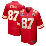 Camiseta NFL Game Kansas City Chiefs Travis Kelce Super Bowl LVIII Patch Rojo