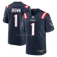Camiseta NFL Game New England Patriots AJ Brown Azul Marino