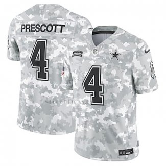 Camiseta NFL Limited Dallas Cowboys Dak Prescott 2024 Salute To Service Gris