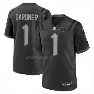 Camiseta NFL Game New York Jets Ahmad Sauce Gardner 2025 Rivalries Collection Gris Oscuro