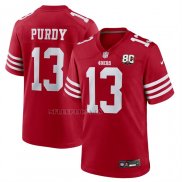 Camiseta NFL Game San Francisco 49ers Brock Purdy 80 Aniversario Rojo