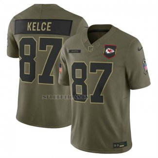 Camiseta NFL Limited Kansas City Chiefs Travis Kelce 2025 Salute To Service Verde Militar