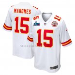 Camiseta NFL Game Kansas City Chiefs Patrick Mahomes Super Bowl LVII Patch Segunda Blanco