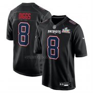Camiseta NFL Game New England Patriots Stefon Diggs Super Bowl LX Patch Negro