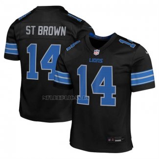 Camiseta NFL Game Nino Detroit Lions Amon Ra St Brown Negro