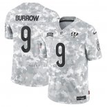 Camiseta NFL Limited Cincinnati Bengals Joe Burrow 2024 Salute To Service Gris