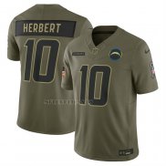 Camiseta NFL Limited Los Angeles Chargers Justin Herbert 2025 Salute To Service Verde Militar