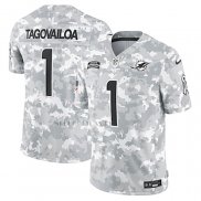 Camiseta NFL Limited Miami Dolphins Tua Tagovailoa 2024 Salute To Service Gris