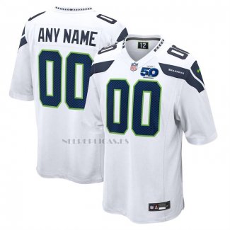 Camiseta NFL Elite Seattle Seahawks 50th Season Segunda Personalizada Blanco