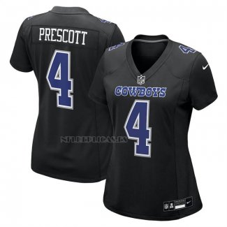 Camiseta NFL Game Mujer Dallas Cowboys Dak Prescott Negro