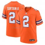 Camiseta NFL Game Denver Broncos Patrick Surtain II Mile High Collection 1977 Throwback Naranja