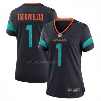 Camiseta NFL Game Mujer Miami Dolphins Tua Tagovailoa 2025 Rivalries Collection Azul