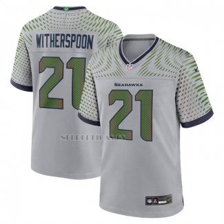 Camiseta NFL Game Seattle Seahawks Devon Witherspoon 2025 Rivalries Collection Gris