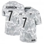 Camiseta NFL Limited Atlanta Falcons Bijan Robinson 2024 Salute To Service Gris