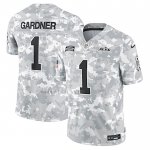 Camiseta NFL Limited New York Jets Sauce Gardner 2024 Salute To Service Gris