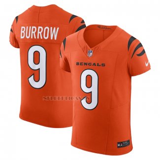 Camiseta NFL Elite Cincinnati Bengals Joe Burrow Vapor F.U.S.E. Naranja
