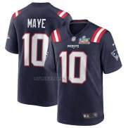Camiseta NFL Game New England Patriots Drake Maye Super Bowl LX Patch Azul