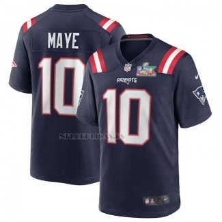 Camiseta NFL Game New England Patriots Drake Maye Super Bowl LX Patch Azul