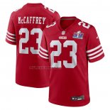 Camiseta NFL Game San Francisco 49ers Christian McCaffrey Super Bowl LVIII Patch Rojo