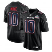 Camiseta NFL Game New England Patriots Drake Maye Super Bowl LX Patch Negro