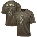 Camiseta NFL Game Nino Cincinnati Bengals Joe Burrow 2025 Salute To Service Olive