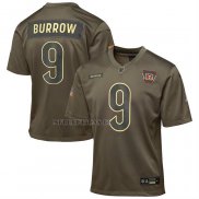 Camiseta NFL Game Nino Cincinnati Bengals Joe Burrow 2025 Salute To Service Olive