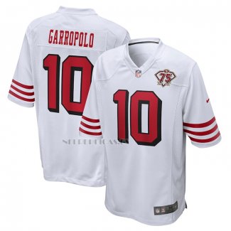 Camiseta NFL Game San Francisco 49ers Jimmy Garoppolo 75th Anniversary 2nd Alterno Blanco