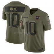 Camiseta NFL Limited New England Patriots Drake Maye 2025 Salute To Service Verde Militar
