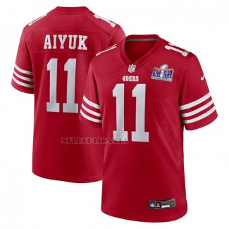 Camiseta NFL Game San Francisco 49ers Brandon Aiyuk Super Bowl LVIII Patch Rojo