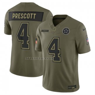 Camiseta NFL Limited Dallas Cowboys Dak Prescott 2025 Salute To Service Verde Militar