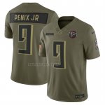 Camiseta NFL Limited Atlanta Falcons Michael Penix Jr 2025 Salute To Service Verde Militar