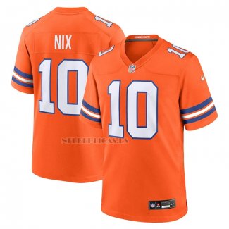 Camiseta NFL Game Denver Broncos Bo Nix Mile High Collection 1977 Throwback Naranja