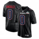 Camiseta NFL Game New England Patriots Christian Gonzalez Super Bowl LX Patch Negro