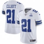 Camiseta NFL Limited Dallas Cowboys Ezekiel Elliott 60th Anniversary Blanco