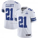 Camiseta NFL Limited Dallas Cowboys Ezekiel Elliott 60th Anniversary Blanco