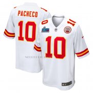 Camiseta NFL Game Kansas City Chiefs Isiah Pacheco Super Bowl LVII Patch Segunda Blanco