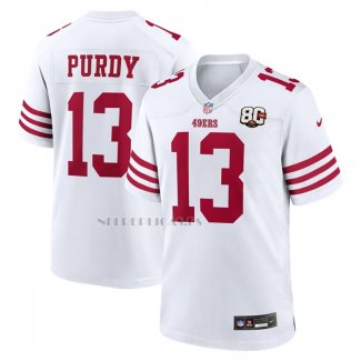 Camiseta NFL Game San Francisco 49ers Brock Purdy 80 Aniversario Blanco