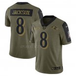 Camiseta NFL Limited Baltimore Ravens Lamar Jackson 2021 Salute To Service Verde