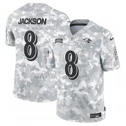 Camiseta NFL Limited Baltimore Ravens Lamar Jackson 2024 Salute To Service Gris