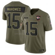 Camiseta NFL Limited Kansas City Chiefs Patrick Mahomes 2025 Salute To Service Verde Militar