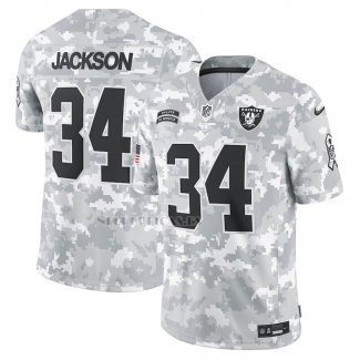 Camiseta NFL Limited Las Vegas Raiders Bo Jackson 2024 Salute To Service Retired Gris