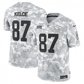 Camiseta NFL Limited Kansas City Chiefs Travis Kelce 2024 Salute To Service Gris